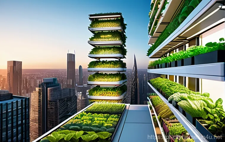 도시농업 창업 아이템 - **Prompt 1: Urban Vertical Farm in a Bustling City**
    "A breathtaking, high-angle wide shot of a ...