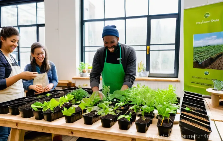 도시농업 세미나 및 워크숍 - **Prompt 1: Urban Agriculture Workshop in Progress**