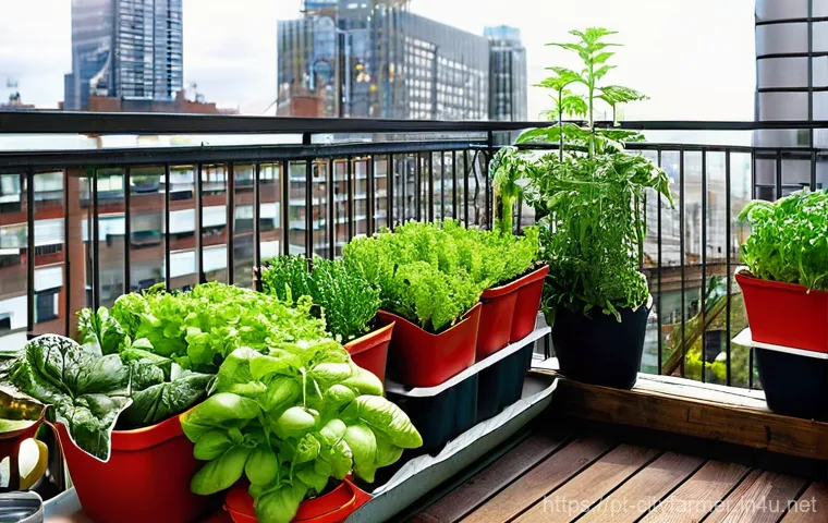도시농업 음식물 쓰레기 처리 - **Urban Balcony Oasis: A Moment of Green Connection**
    "A cozy, sun-drenched urban balcony transf...